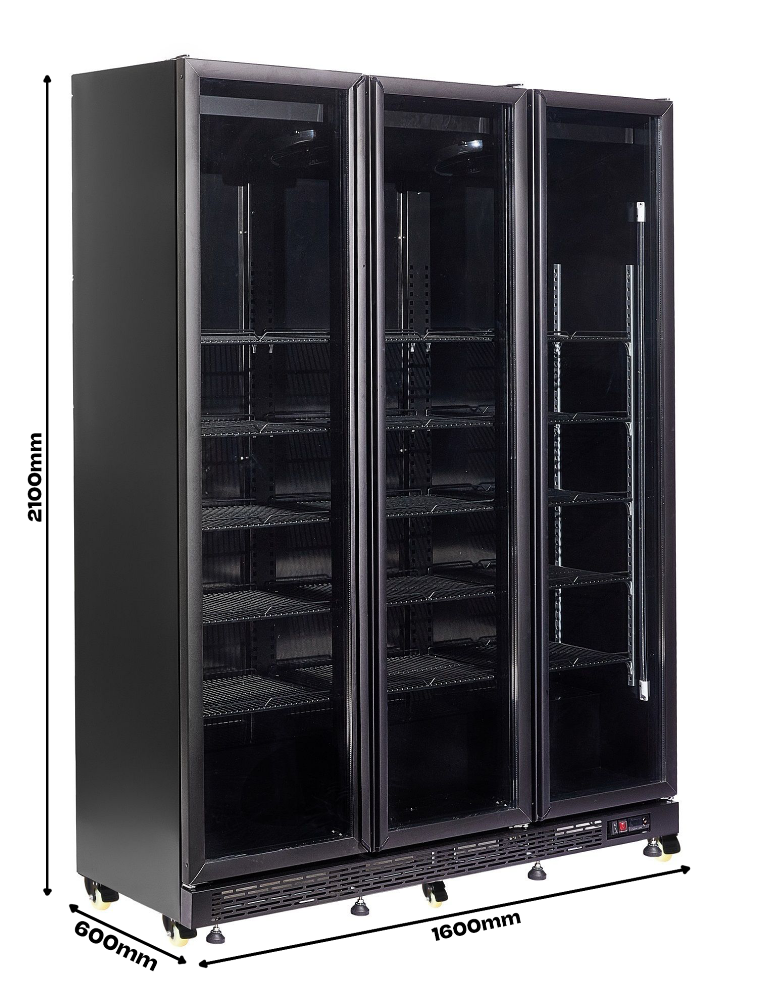 Picture of REFRIGERATOR 3 GLASS DOORS BLACK NAP-1200 HT - WITH DOOR HEATING