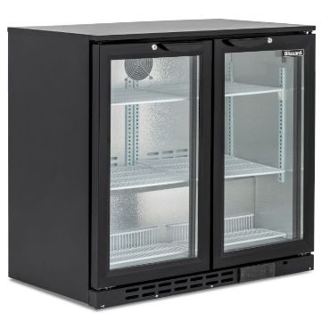 Picture of BLIZZARD Low Height Double Glass Door Bottle Cooler Black LOWBAR2