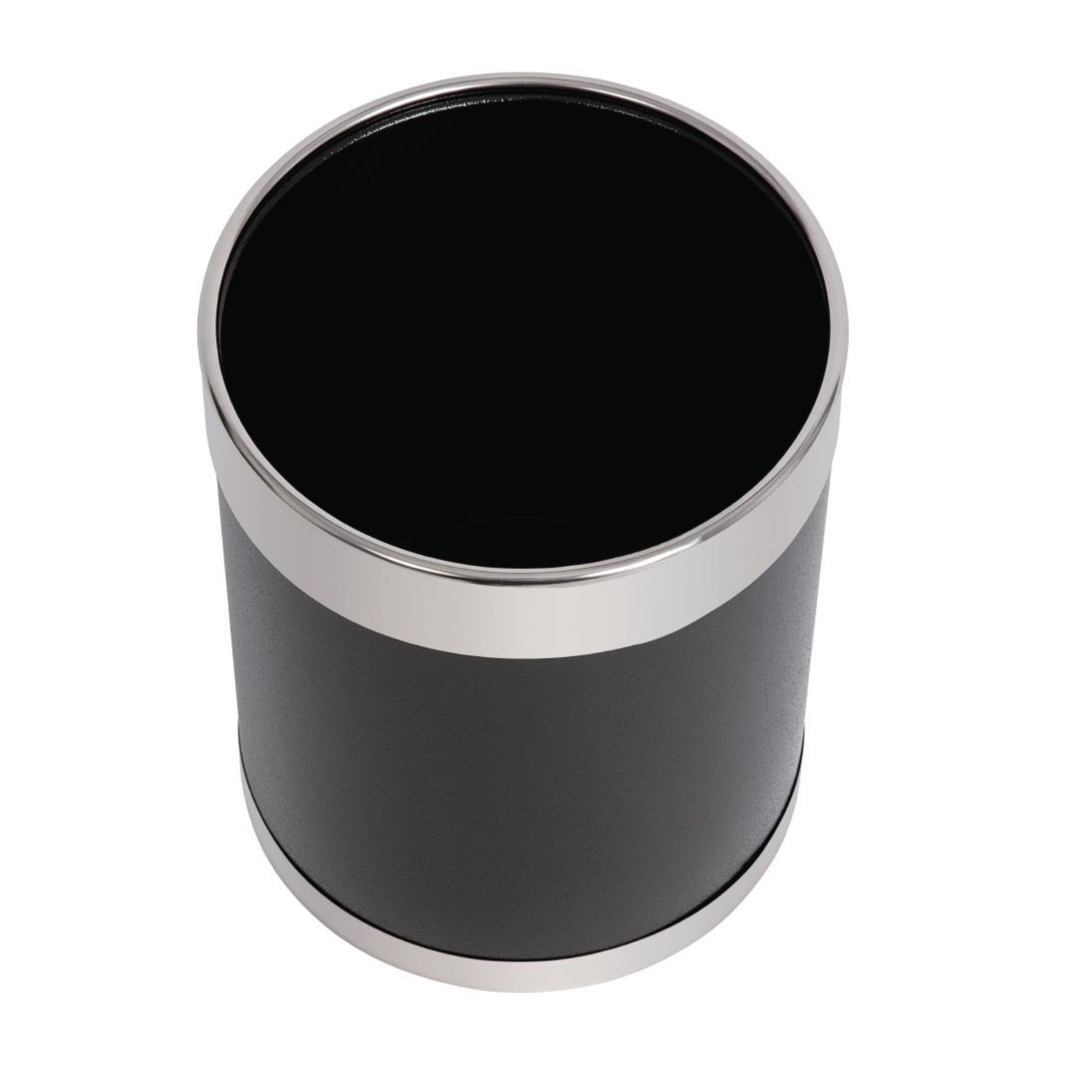 Picture of Bolero Black Waste Paper Bin with Silver Rim