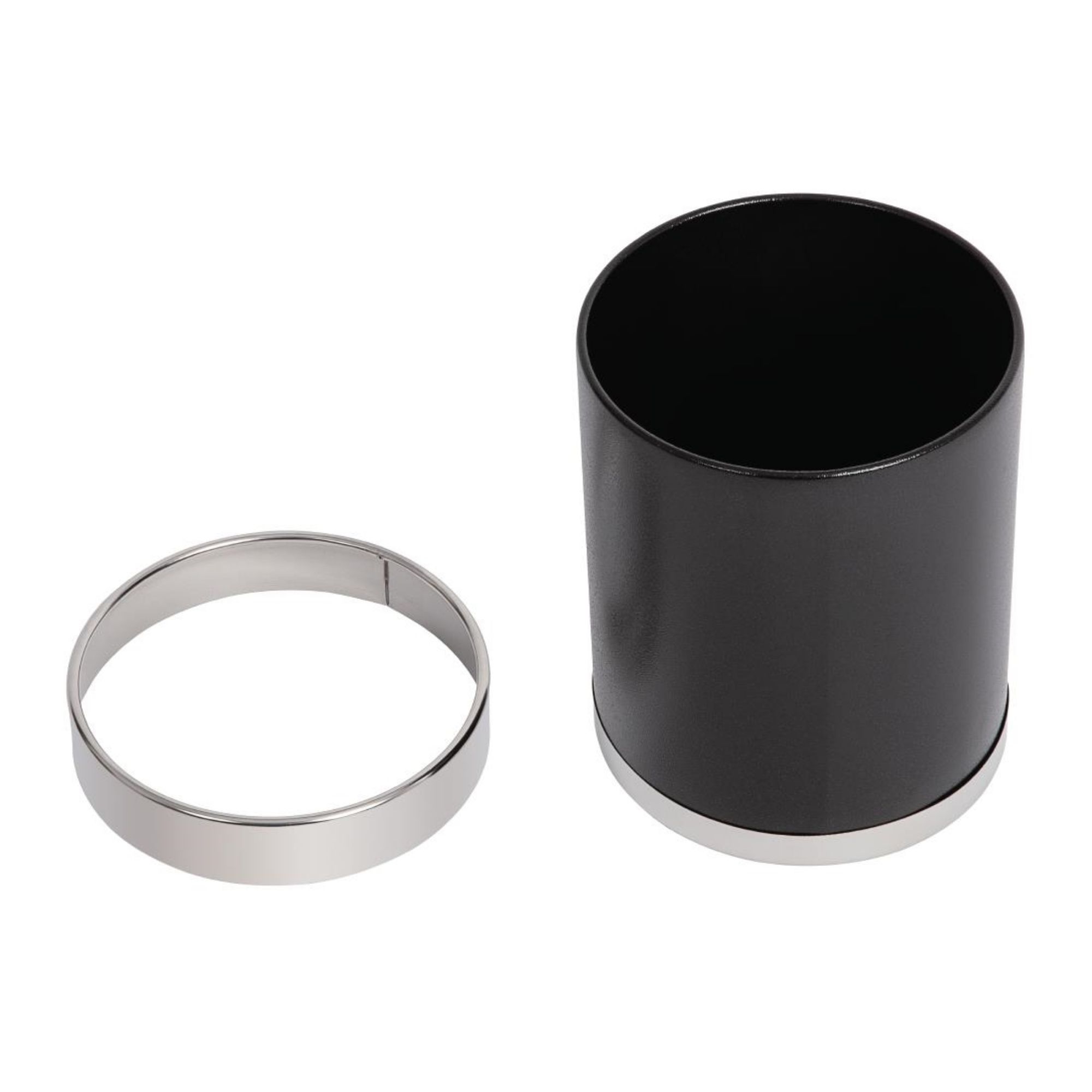Picture of Bolero Black Waste Paper Bin with Silver Rim