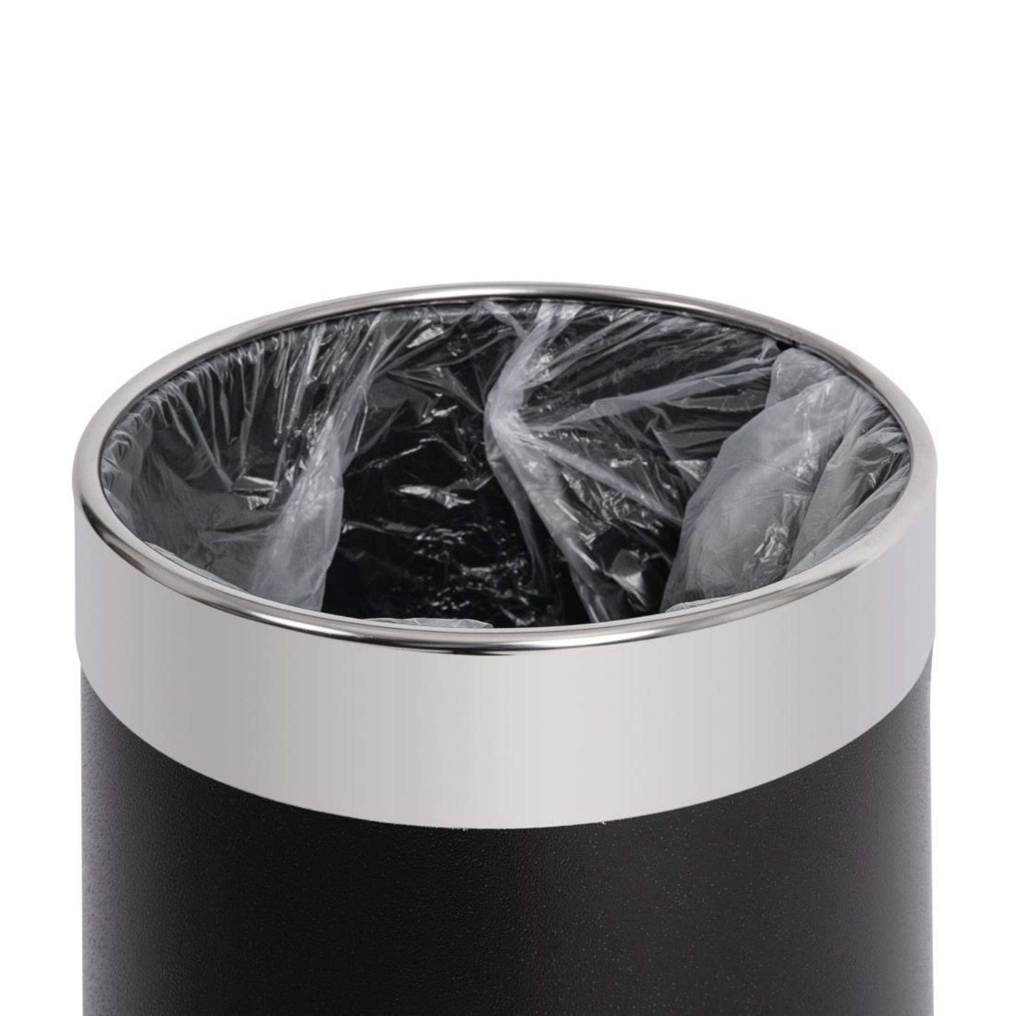 Picture of Bolero Black Waste Paper Bin with Silver Rim
