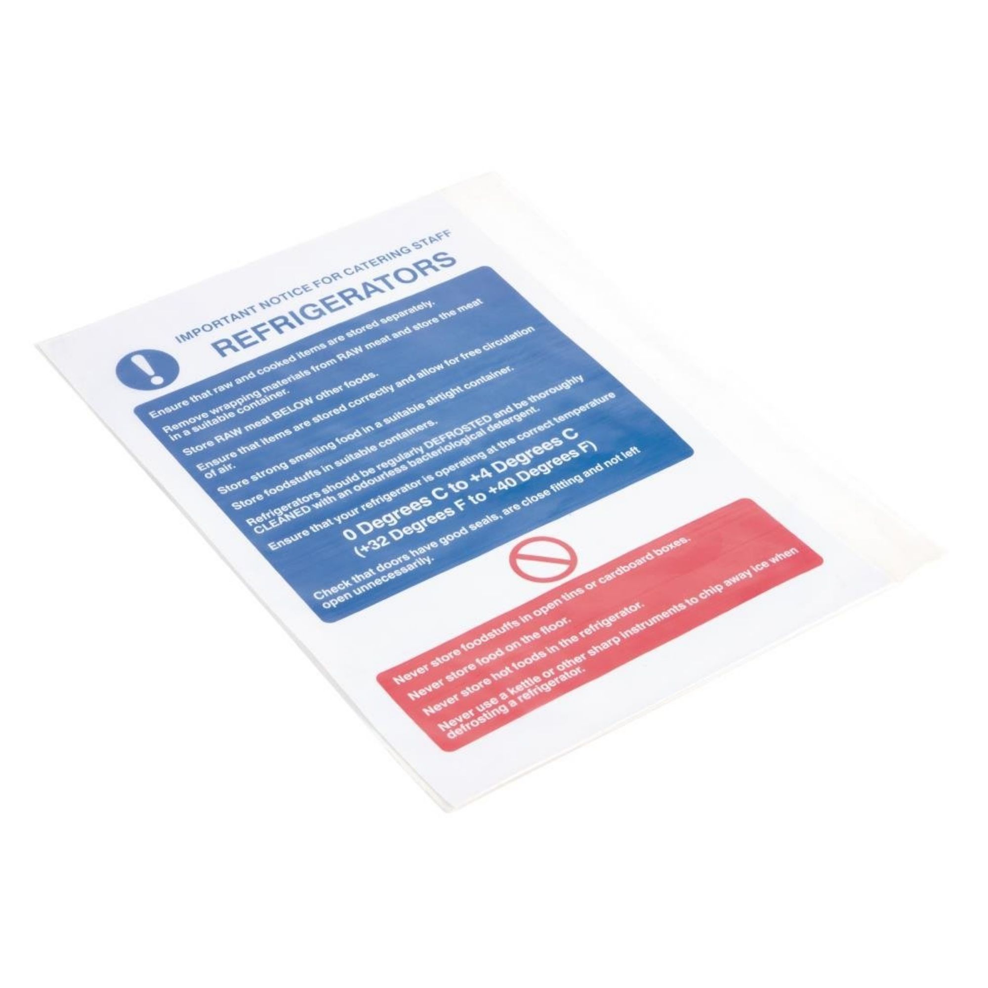 Picture of Vogue Refrigerator Guidelines Sign