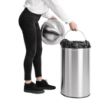 Picture of Bolero Stainless Steel Push Top Bullet Bin Silver 40Ltr