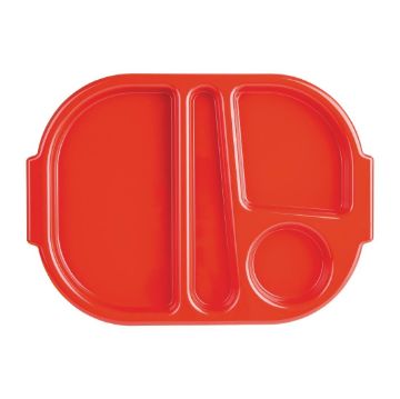Picture of Olympia Kristallon Large Polycarbonate Compartment Food Trays Red 375mm