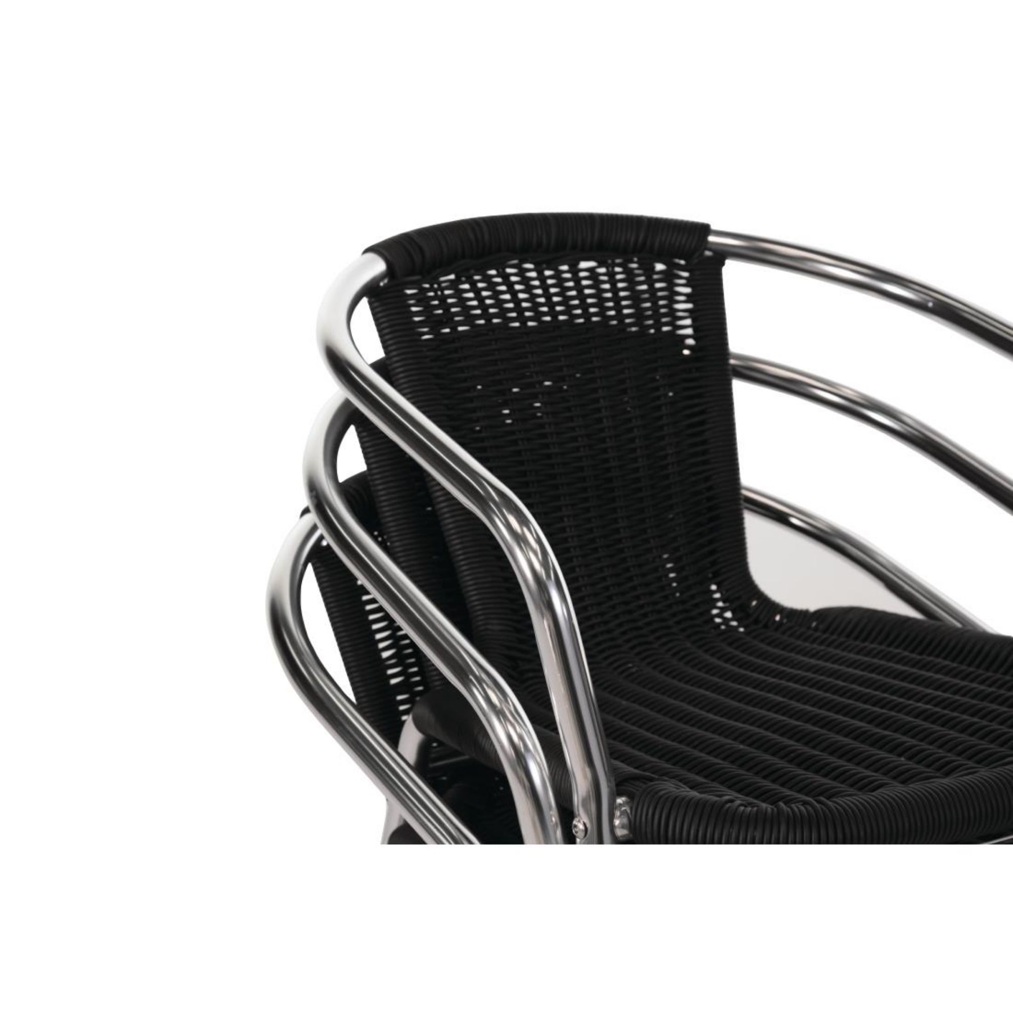 Picture of Bolero Aluminium and Black Wicker Chairs Black (Pack of 4)