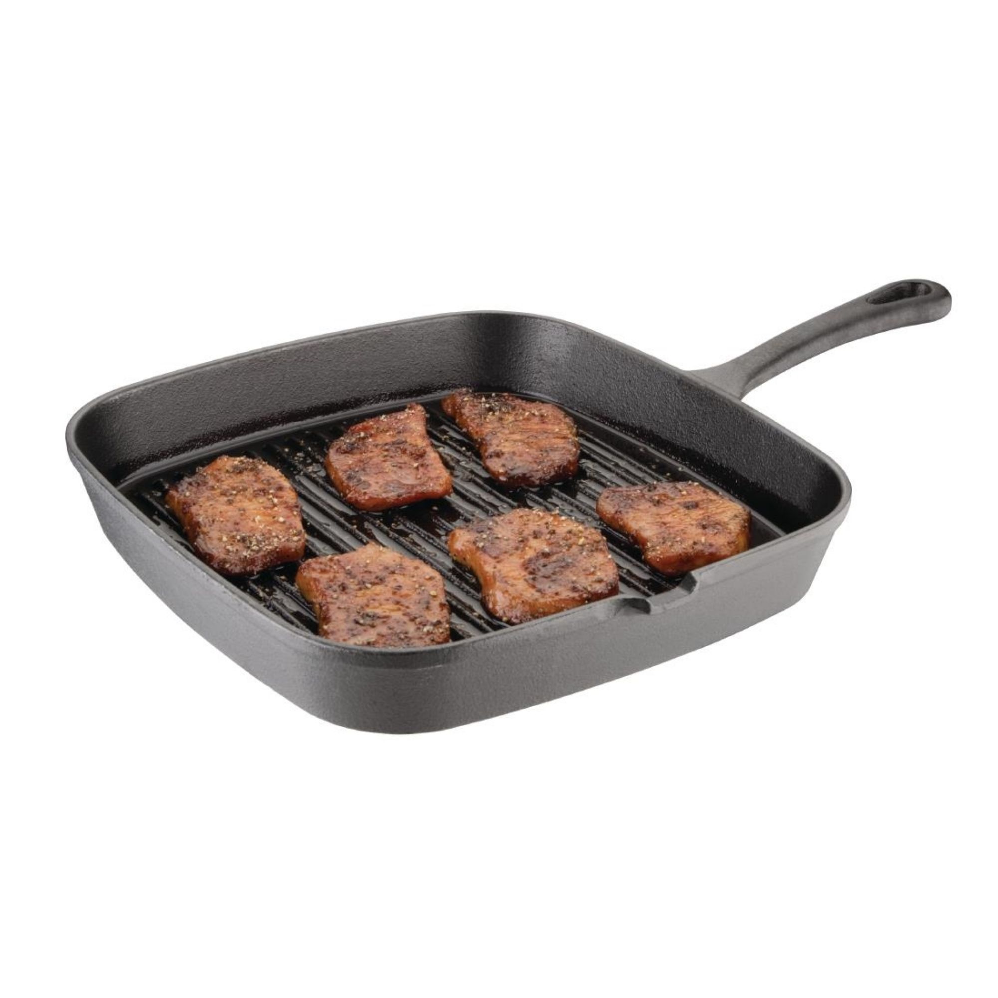 Picture of Vogue Square Cast Iron Ribbed Skillet Pan 24cm
