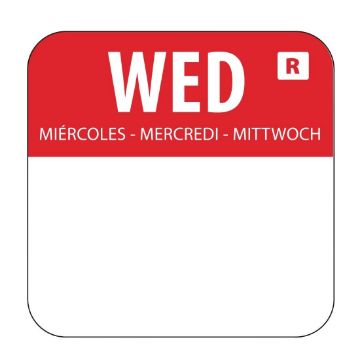 Picture of Hygiplas Removable Colour Coded Food Labels Wednesday (Pack of 1000)