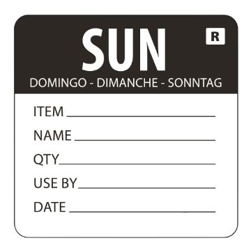 Picture of Hygiplas Removable Day of the Week Label Sunday (Pack of 500)