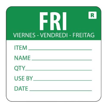 Picture of Hygiplas Removable Day of the Week Label Friday (Pack of 500)