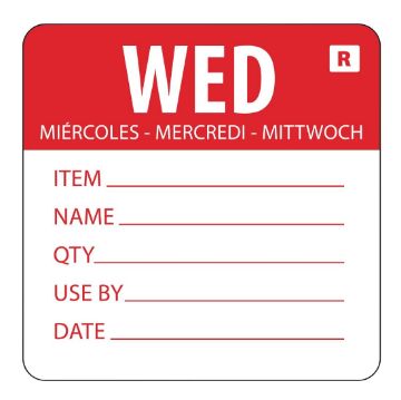 Picture of Hygiplas Removable Day of the Week Label Wednesday (Pack of 500)