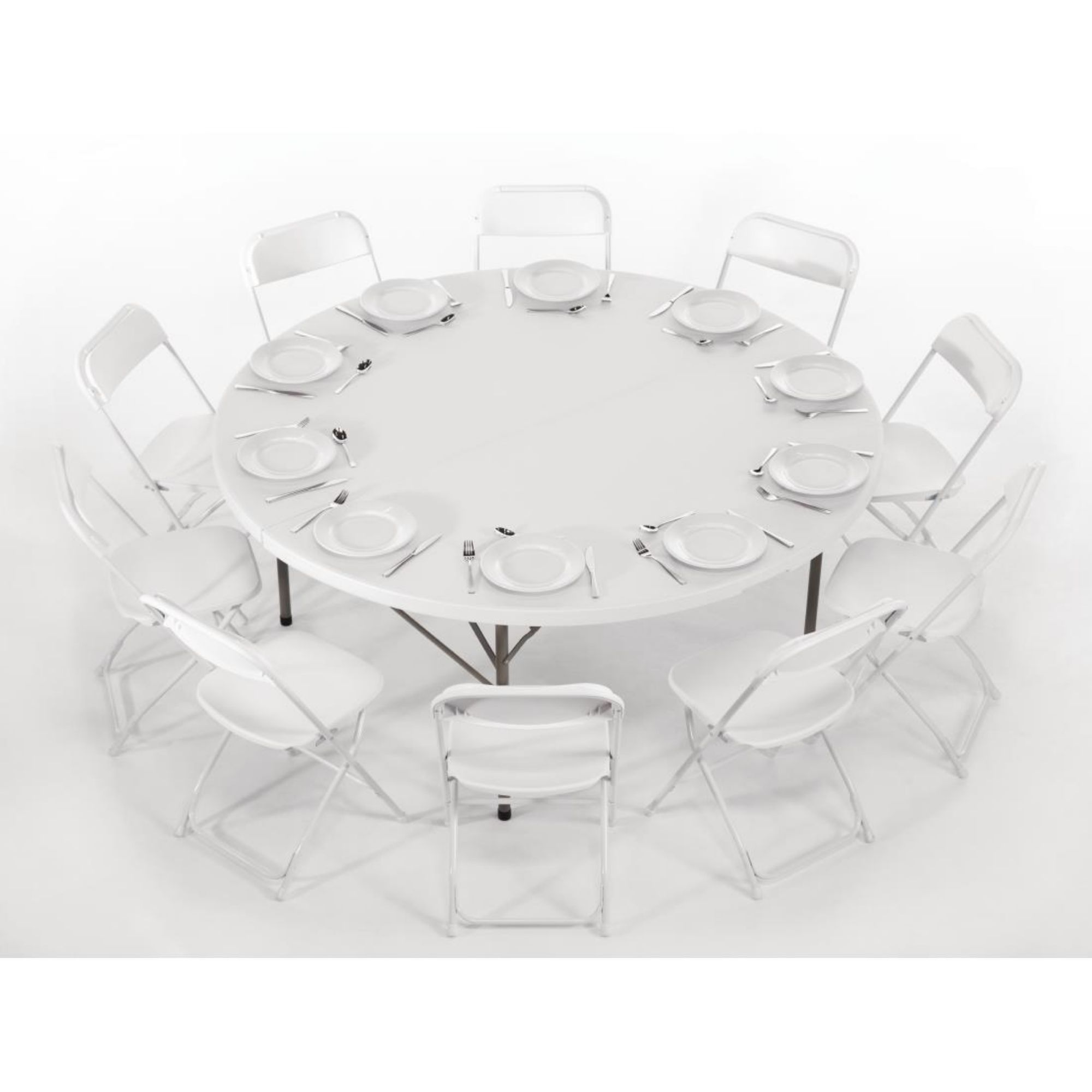 Picture of Bolero Round PE Centre Folding Table White 6ft