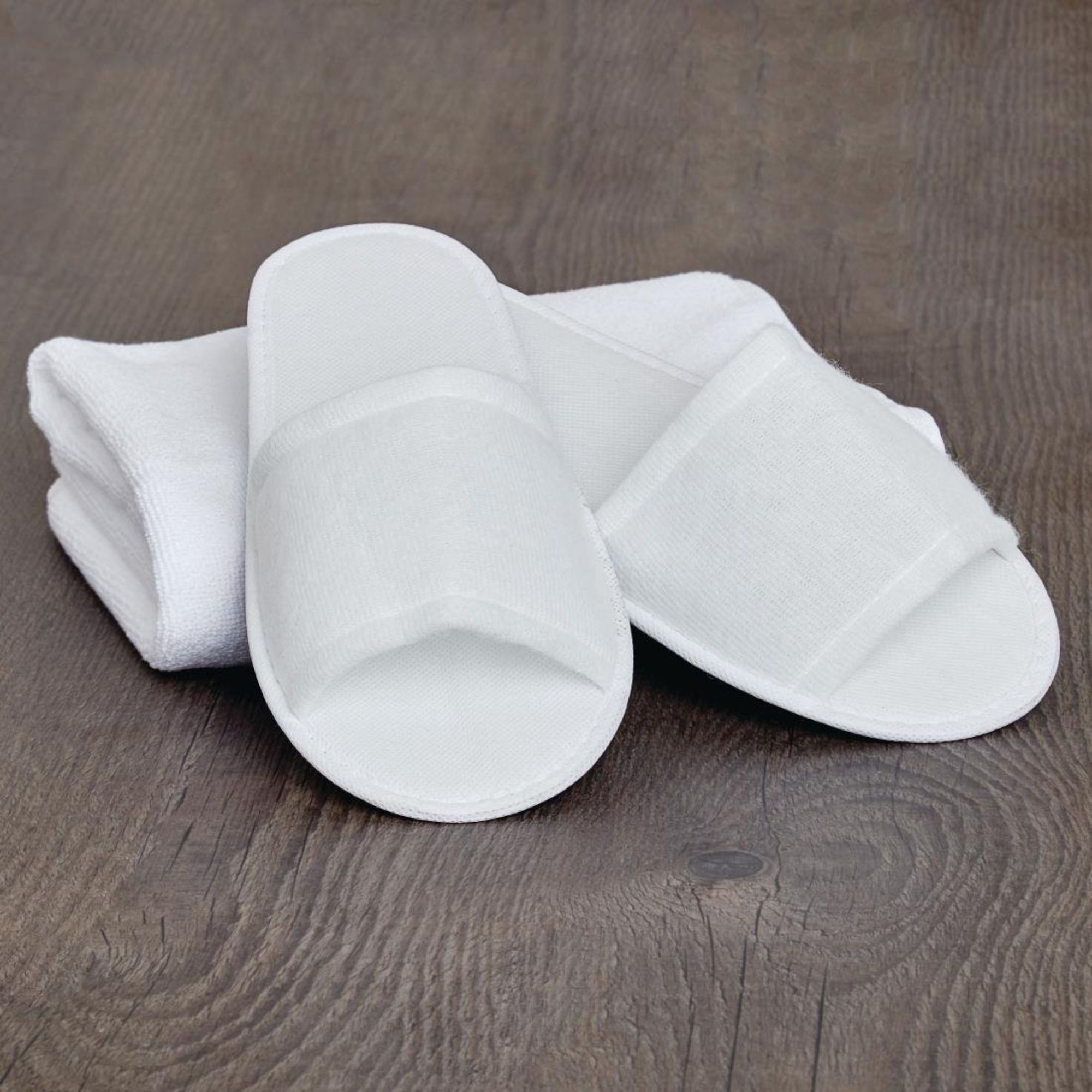 Picture of Mitre Essentials Slipperlite Open Toe Slippers White
