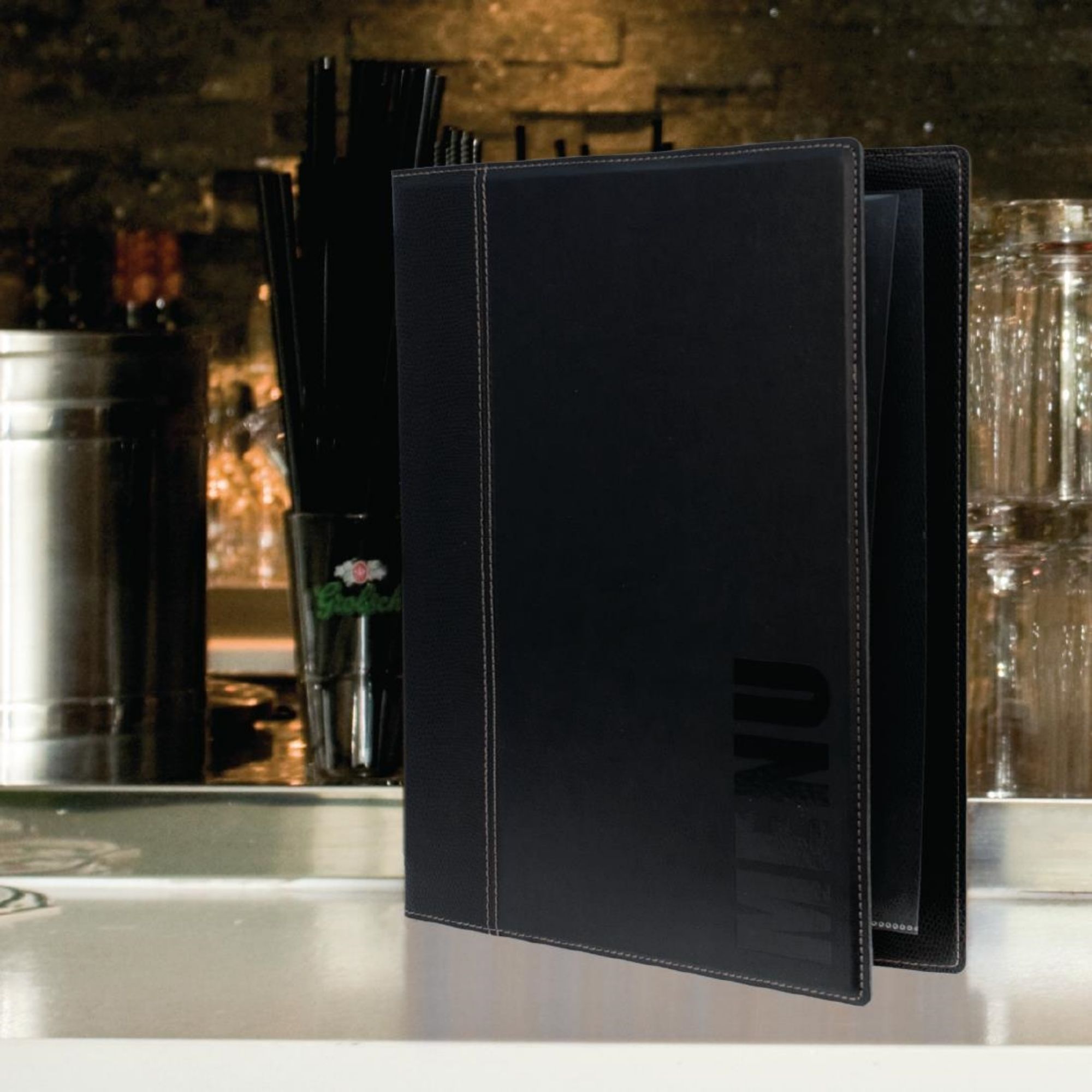Picture of Securit Contemporary Menu Cover Black A4