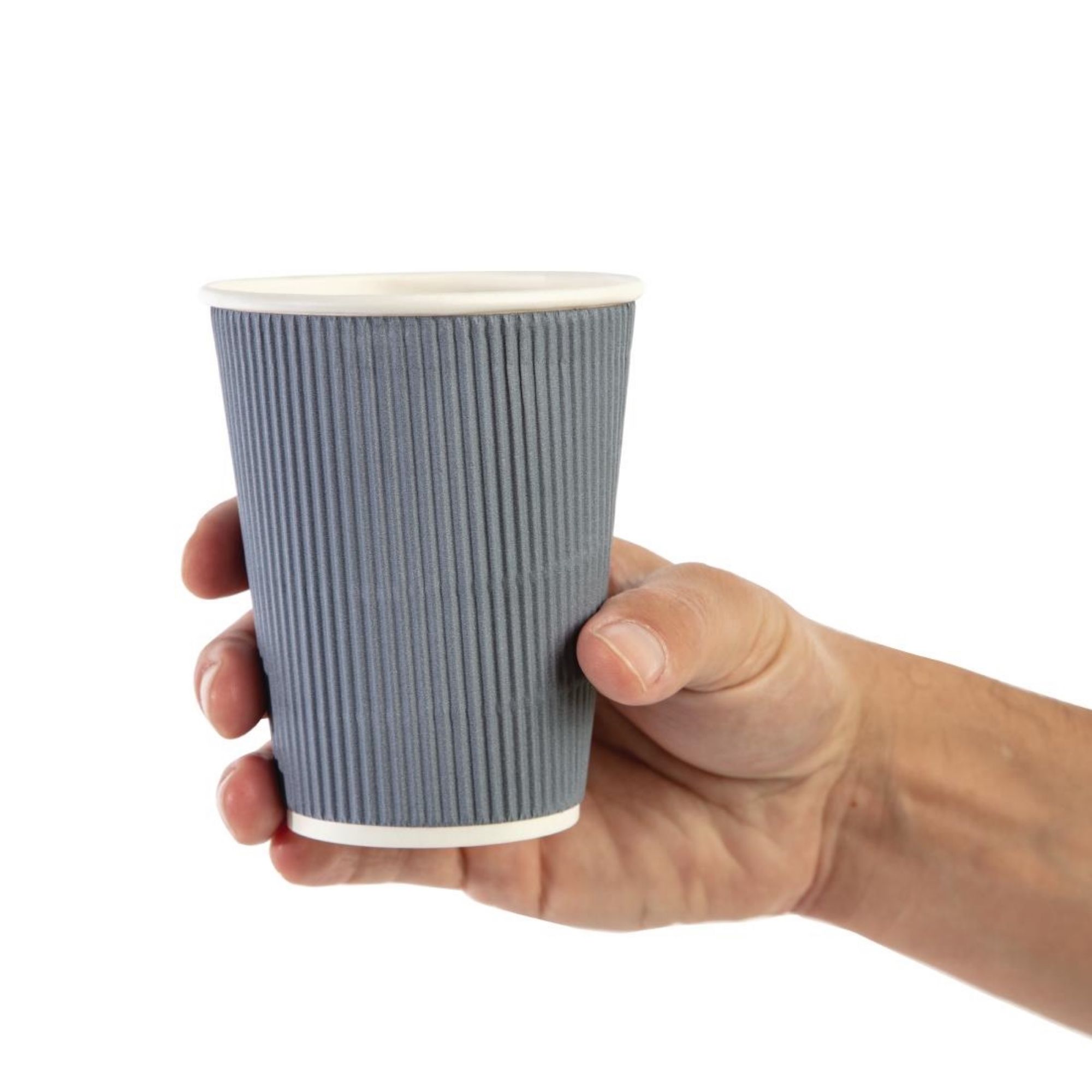 Picture of Fiesta Recyclable Coffee Cups Ripple Wall Charcoal 340ml / 12oz (Pack of 500)