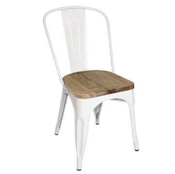 Picture of Bolero Bistro Side Chairs with Wooden Seat Pad White (Pack of 4)