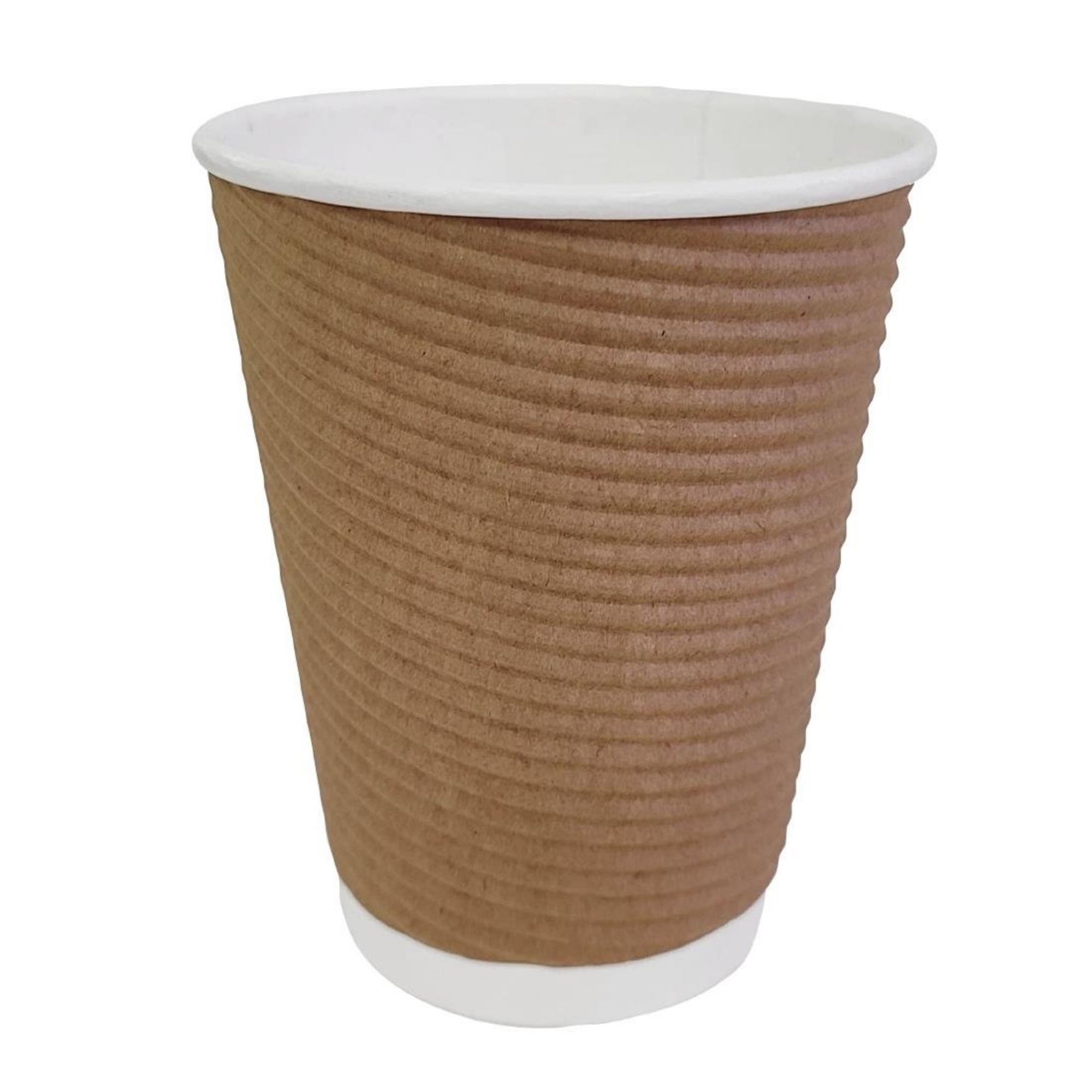 Picture of Fiesta Recyclable Coffee Cups Ripple Wall Kraft 340ml / 12oz (Pack of 25)