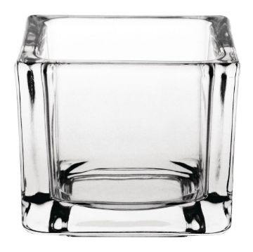 Picture of Olympia Glass Tealight Holder Square Clear (Pack of 6)