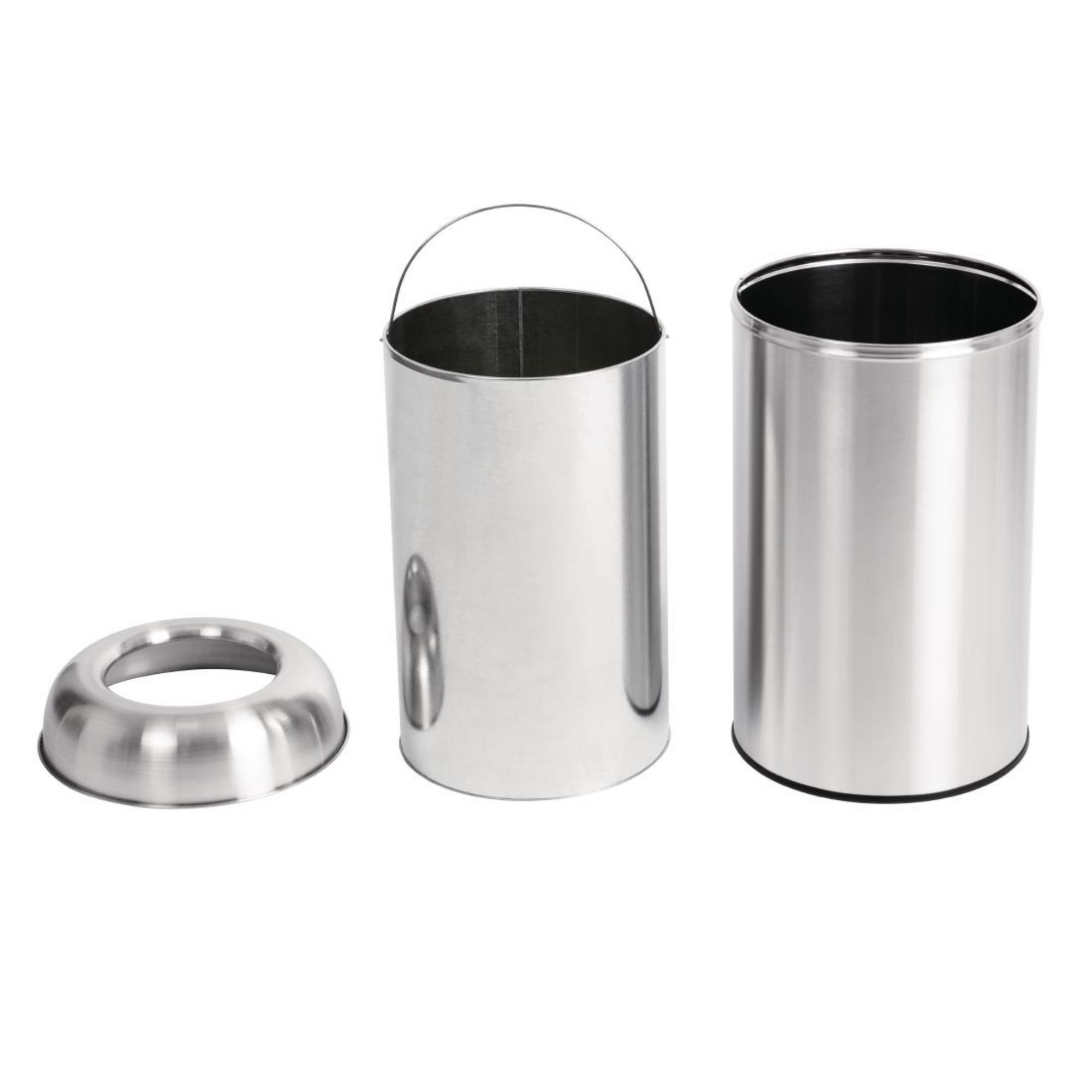 Picture of Bolero Stainless Steel Open Lid Bullet Bin Silver 40Ltr