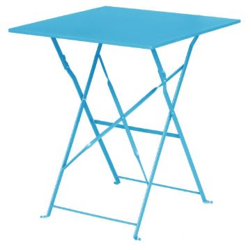 Picture of Bolero Pavement Style Square Steel Table Seaside Blue 600mm