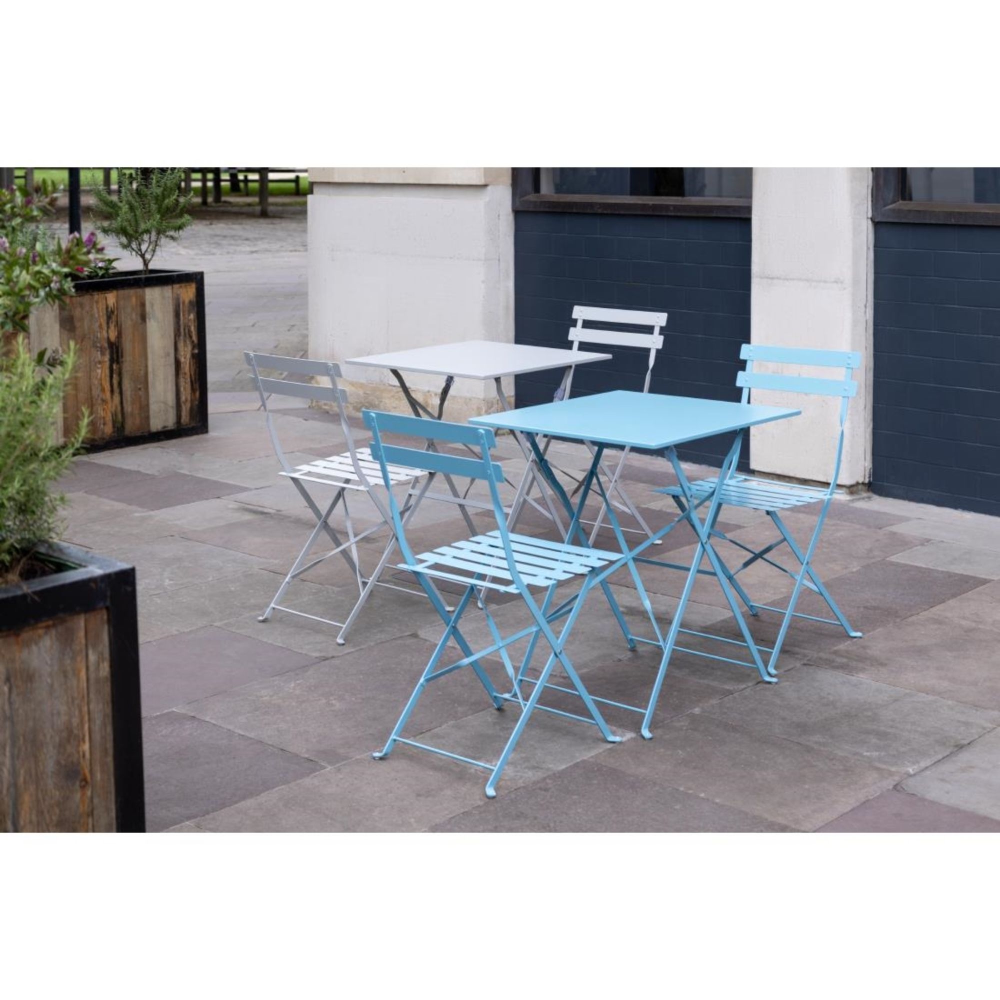 Picture of Bolero Pavement Style Square Steel Table Seaside Blue 600mm