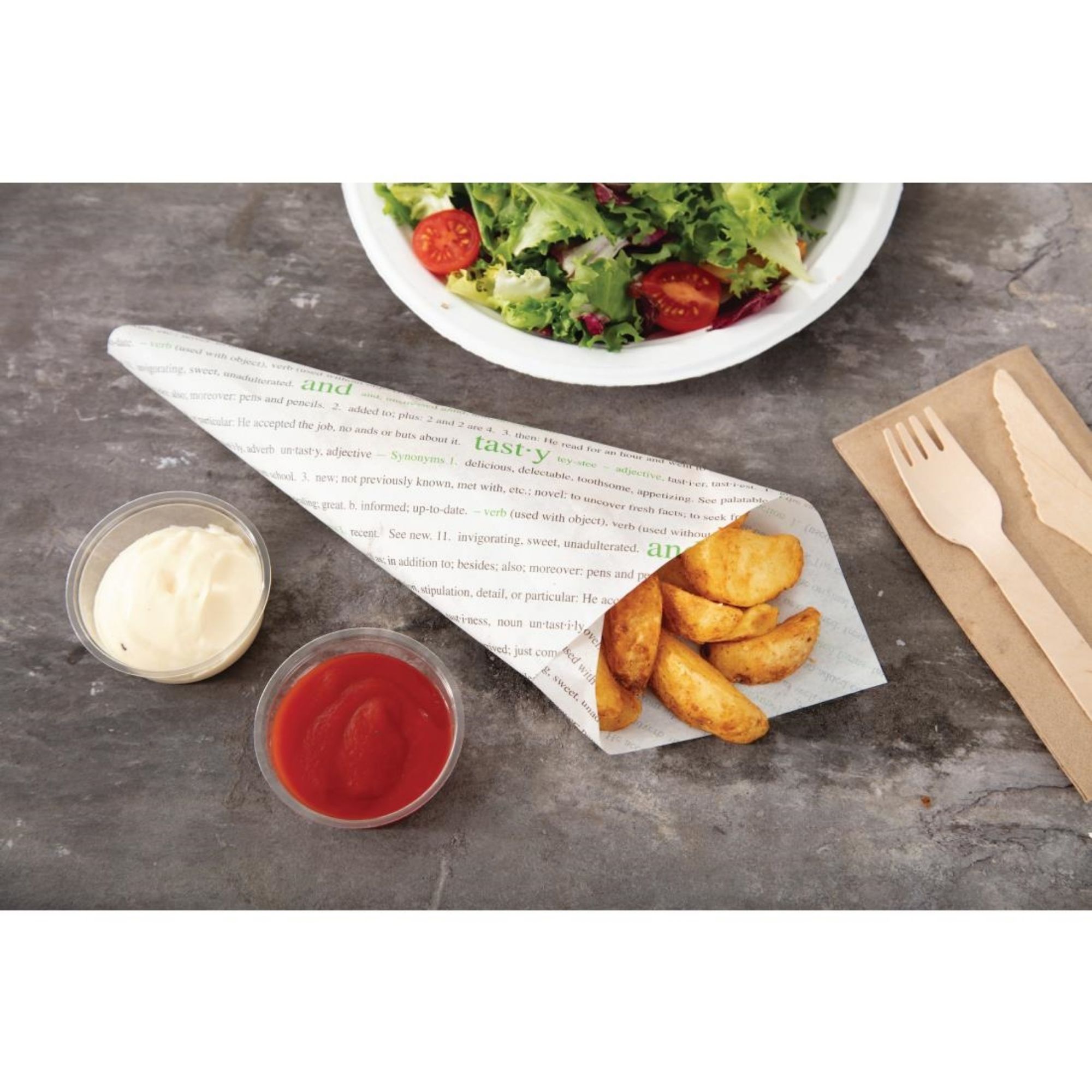 Picture of Greaseproof Paper Sheets Fresh and Tasty Print 255 x 203mm (Pack of 500)