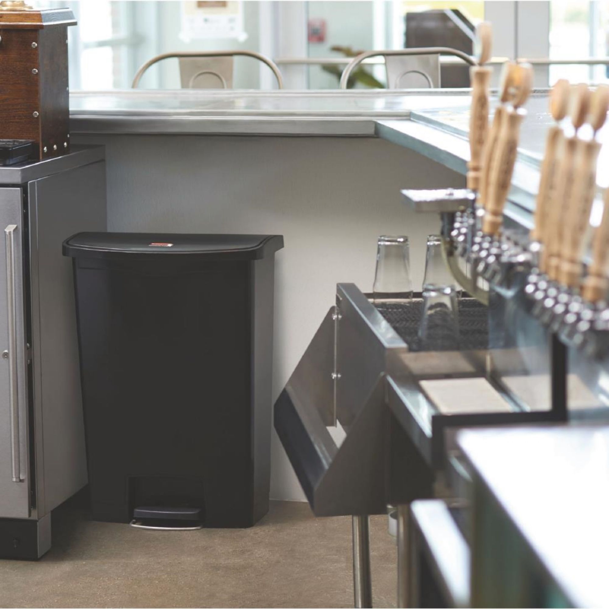 Picture of Rubbermaid Slim Jim Pedal Bin Black 68Ltr