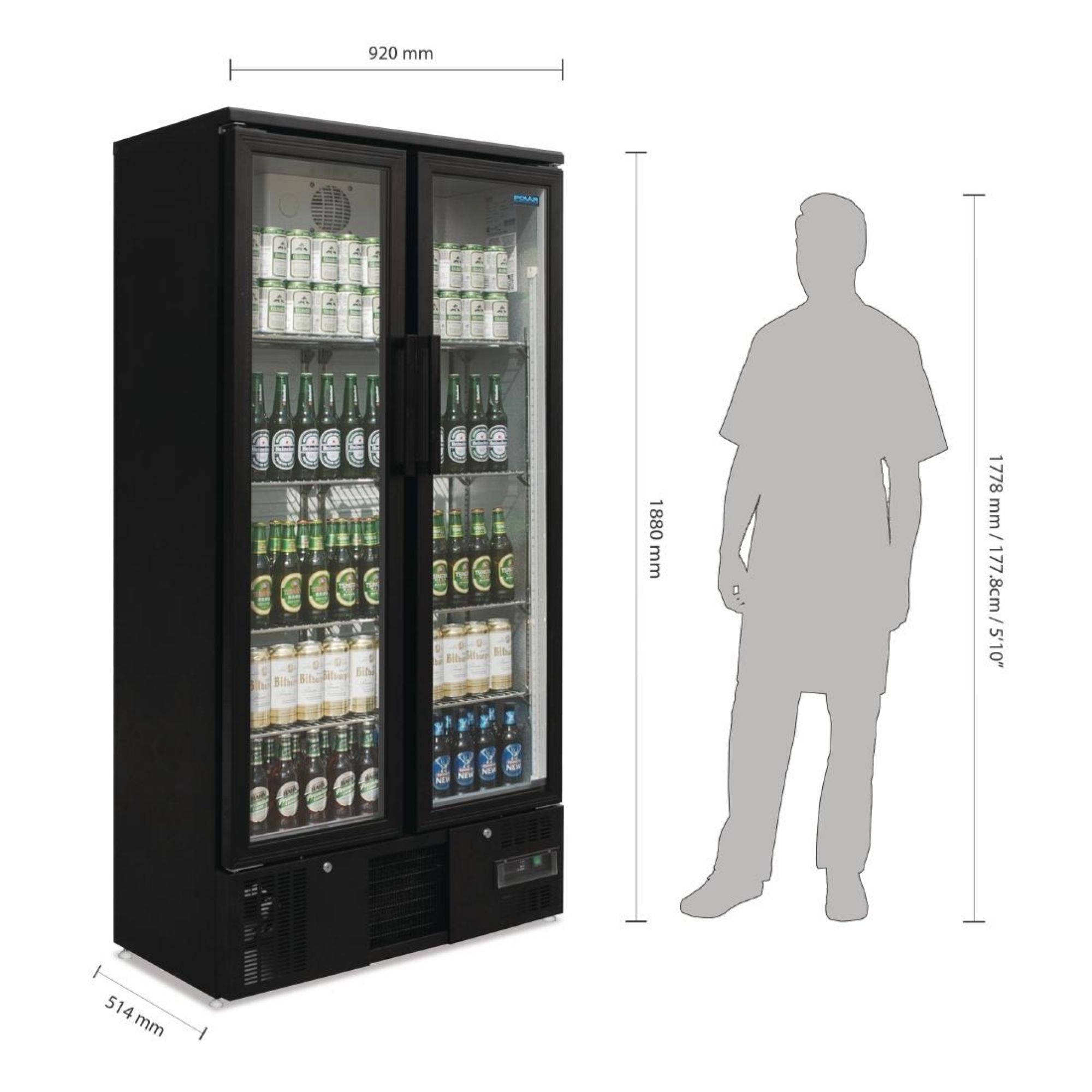 Picture of Polar G-Series Upright Back Bar Cooler with Hinged Doors 490Ltr