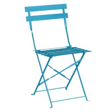 Picture of Bolero Pavement Style Steel Chairs Seaside Blue (Pack of 2)