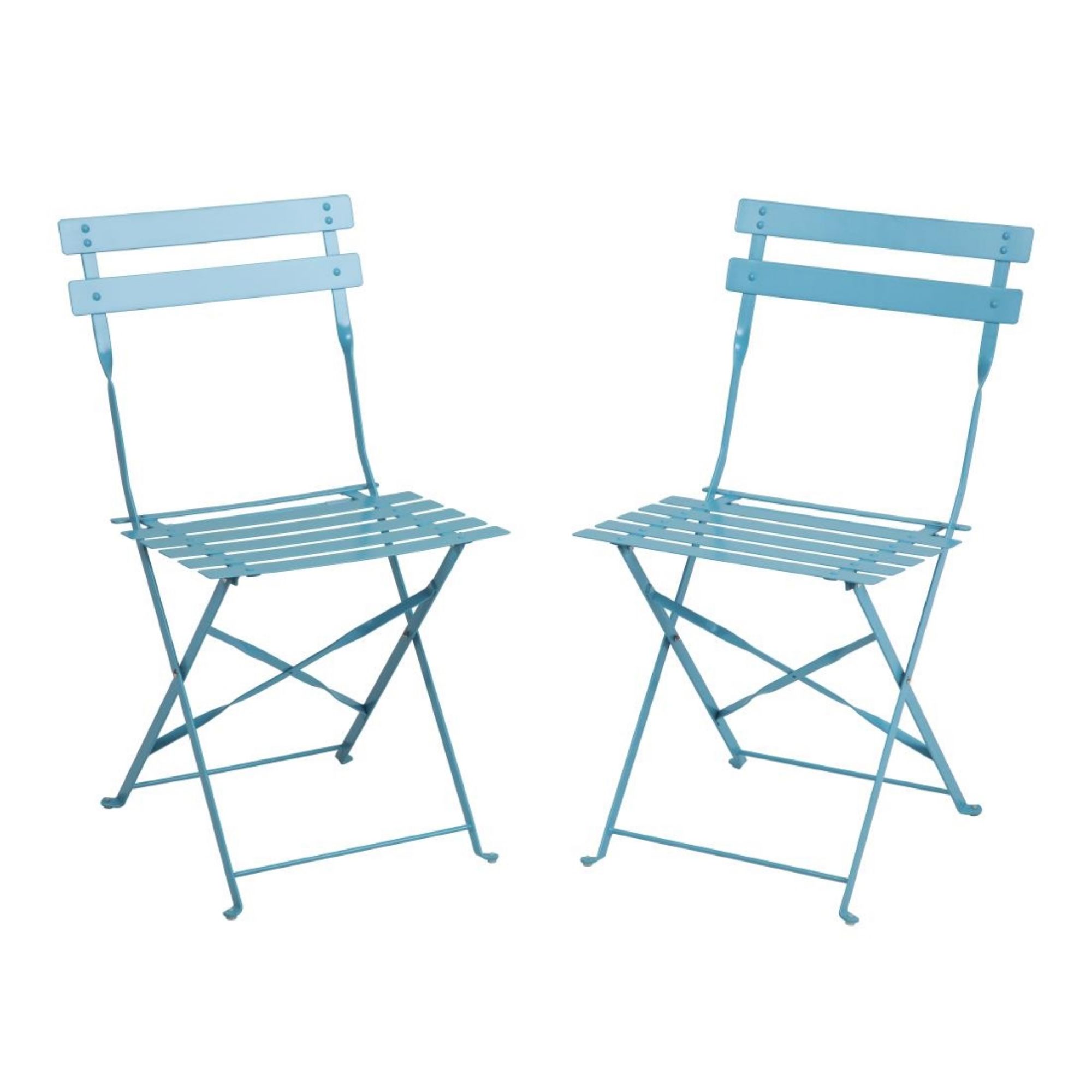 Picture of Bolero Pavement Style Steel Chairs Seaside Blue (Pack of 2)