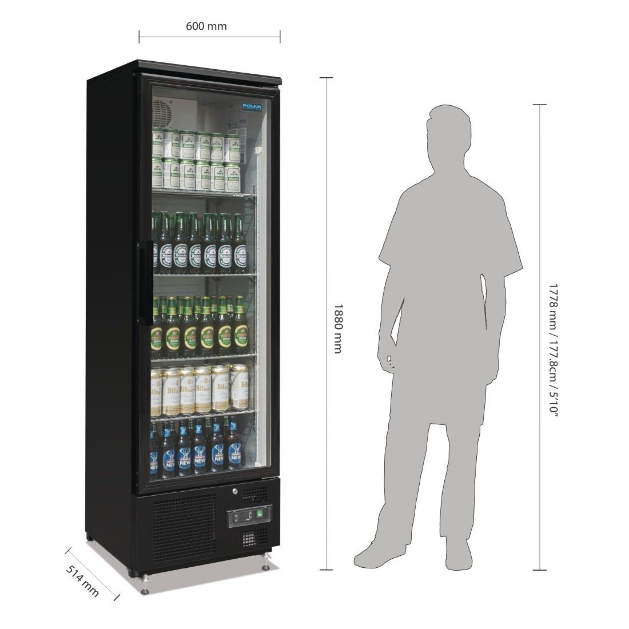 Picture of Polar G-Series Upright Back Bar Cooler with Hinged Door 307Ltr