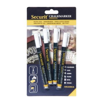 Picture of Securit 2mm Liquid Chalk Pens White (4 pack)