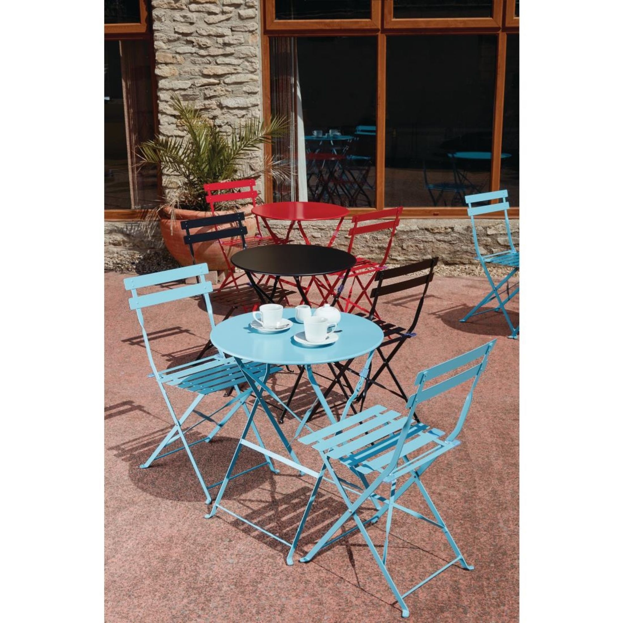 Picture of Bolero Red Pavement Style Steel Chairs (Pack of 2)