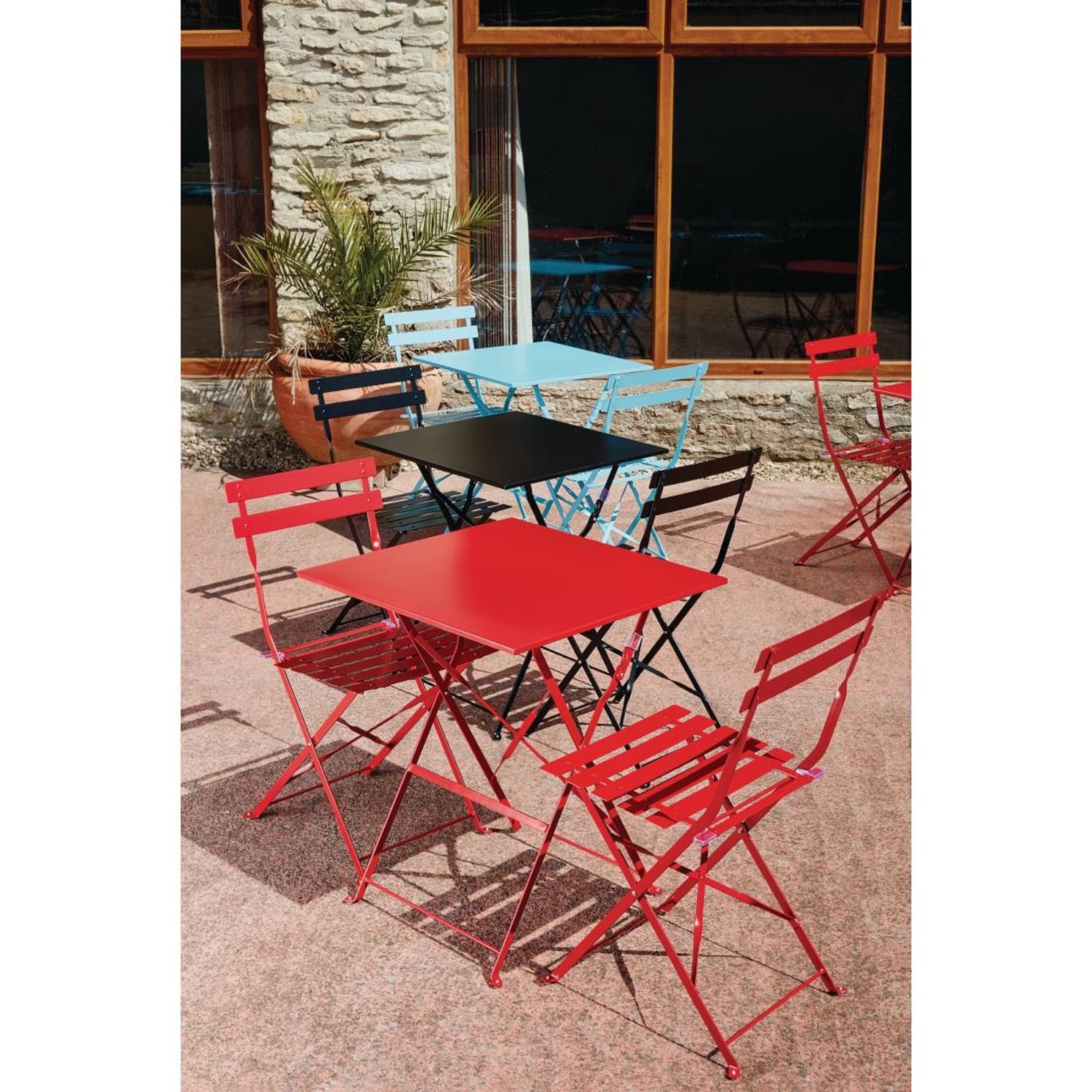 Picture of Bolero Red Pavement Style Steel Chairs (Pack of 2)