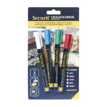 Picture of Securit 2mm Liquid Chalk Pens Assorted Colours (4 pack)