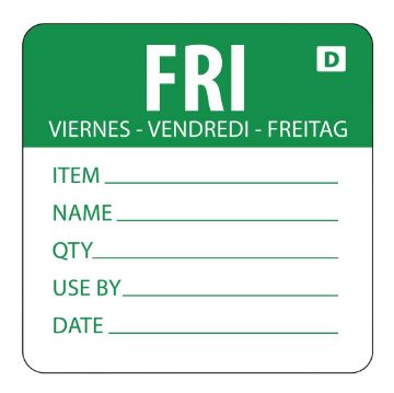 Picture of Hygiplas Dissolvable Day of the Week Labels Friday (Pack of 250)