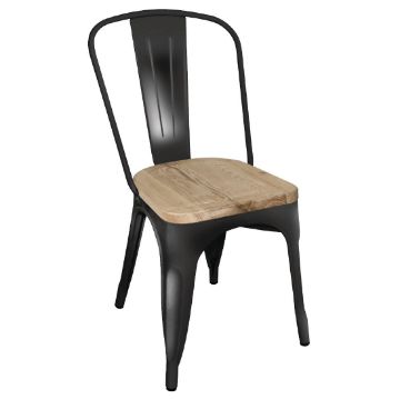 Picture of Bolero Bistro Side Chairs with Wooden Seat Pad Black (Pack of 4)