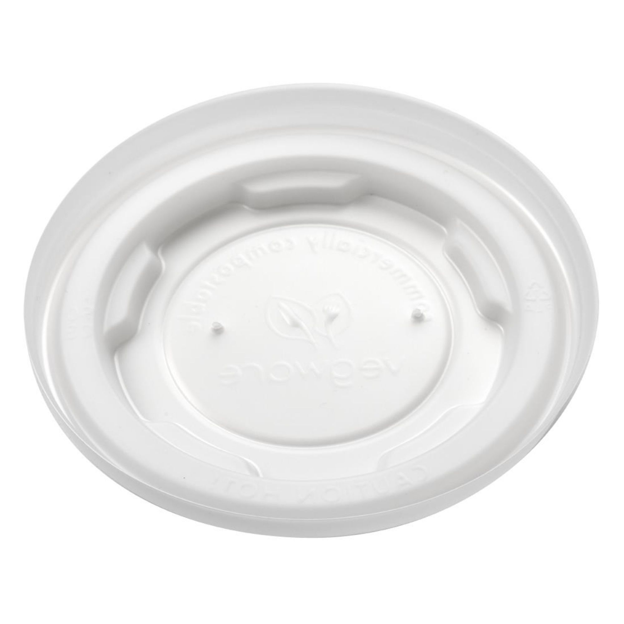 Picture of Vegware Compostable Hot Food Pot Flat Lids 170ml / 6oz and 230ml / 8oz