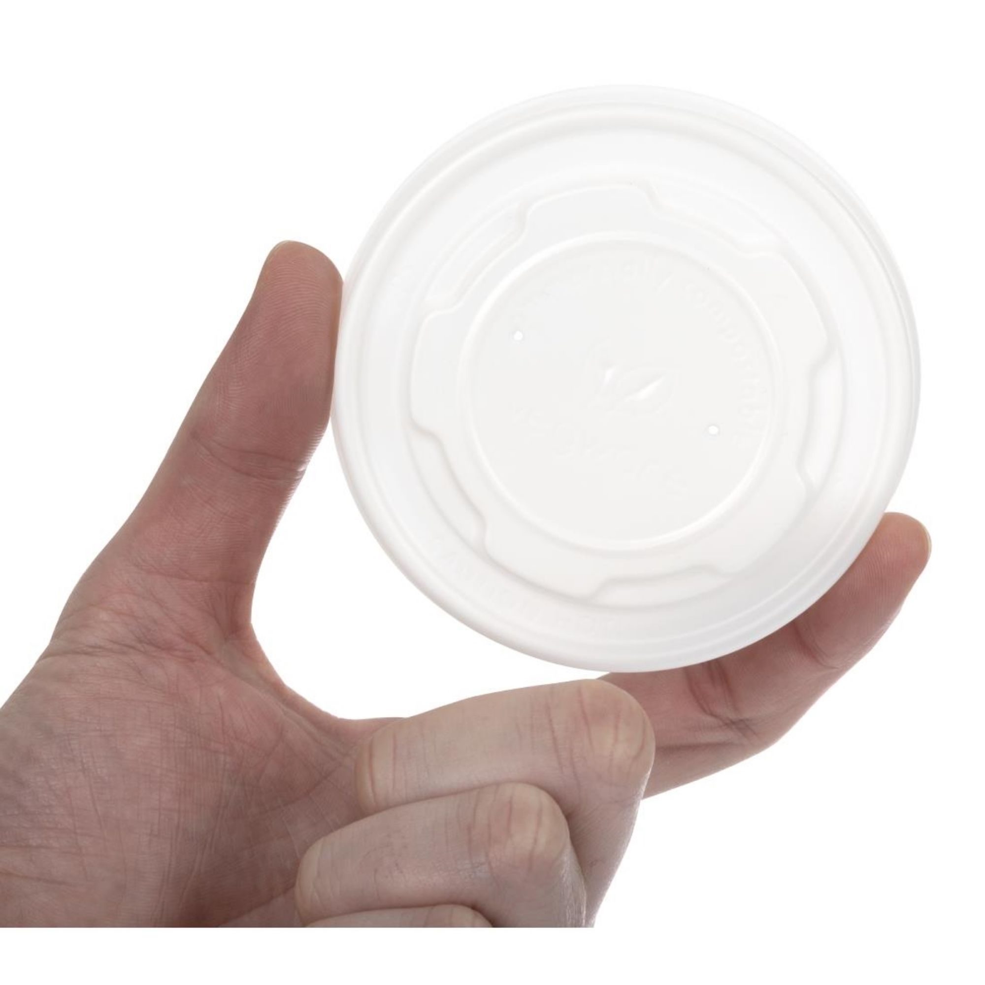 Picture of Vegware Compostable Hot Food Pot Flat Lids 170ml / 6oz and 230ml / 8oz