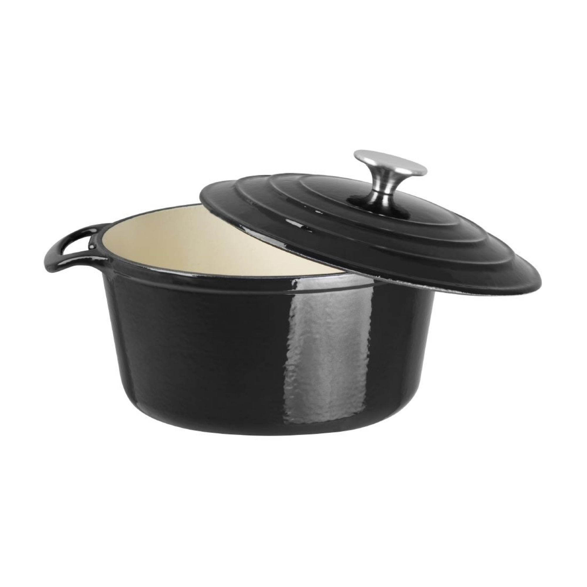 Picture of Vogue Black Round Casserole Dish 4Ltr
