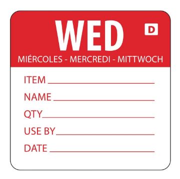 Picture of Hygiplas Dissolvable Day of the Week Labels Wednesday (Pack of 250)