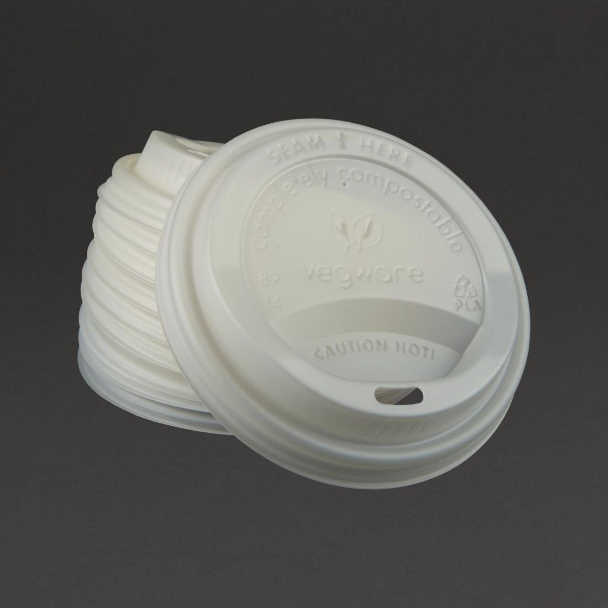 Picture of Vegware Compostable Lids for 340ml & 455ml Coffee Cups (1000 pack)