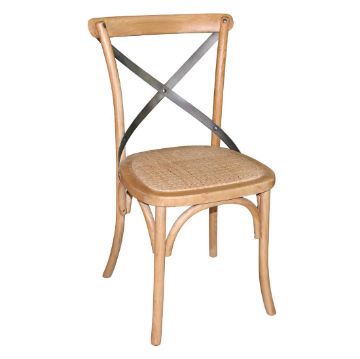 Picture of Bolero Natural Bentwood Chairs with Metal Cross Backrest (Pack of 2)