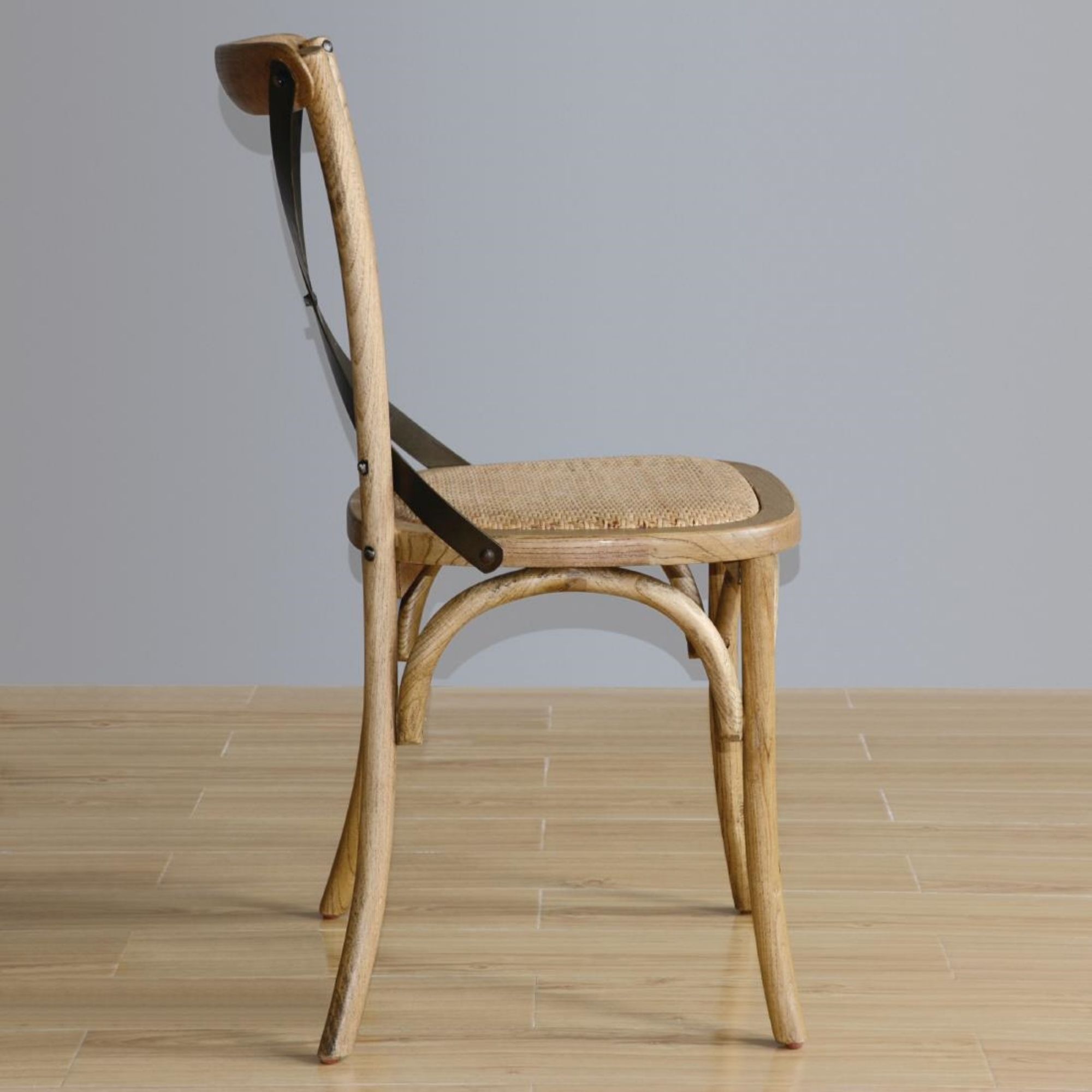 Picture of Bolero Natural Bentwood Chairs with Metal Cross Backrest (Pack of 2)