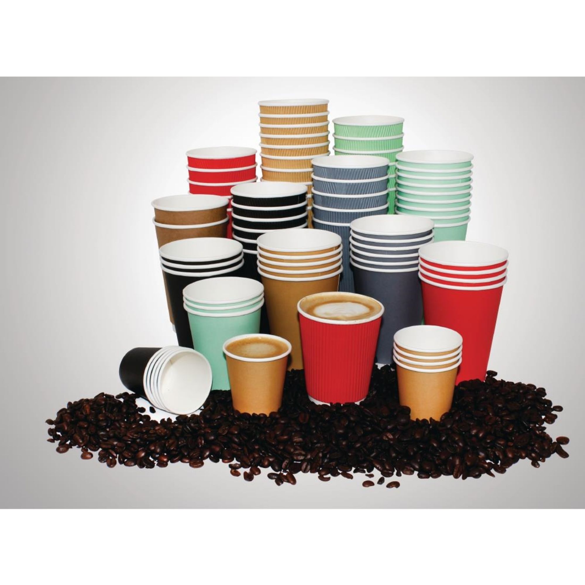 Picture of Fiesta Recyclable Coffee Cups Ripple Wall Kraft 455ml / 16oz (Pack of 500)