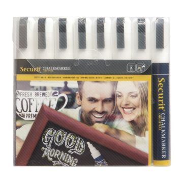 Picture of Securit 6mm Liquid Chalk Pens White (8 pack)