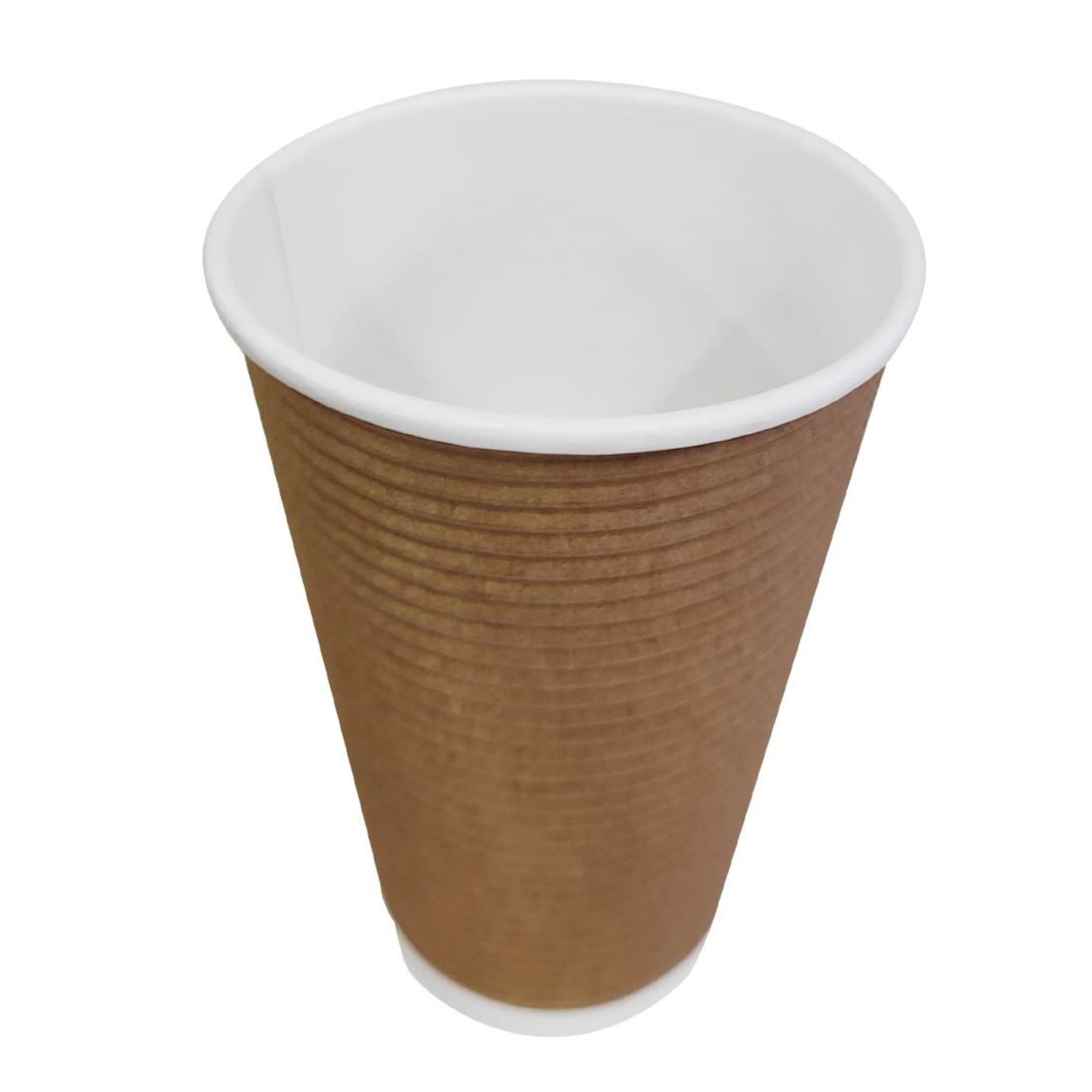 Picture of Fiesta Recyclable Coffee Cups Ripple Wall Kraft 455ml / 16oz (Pack of 25)