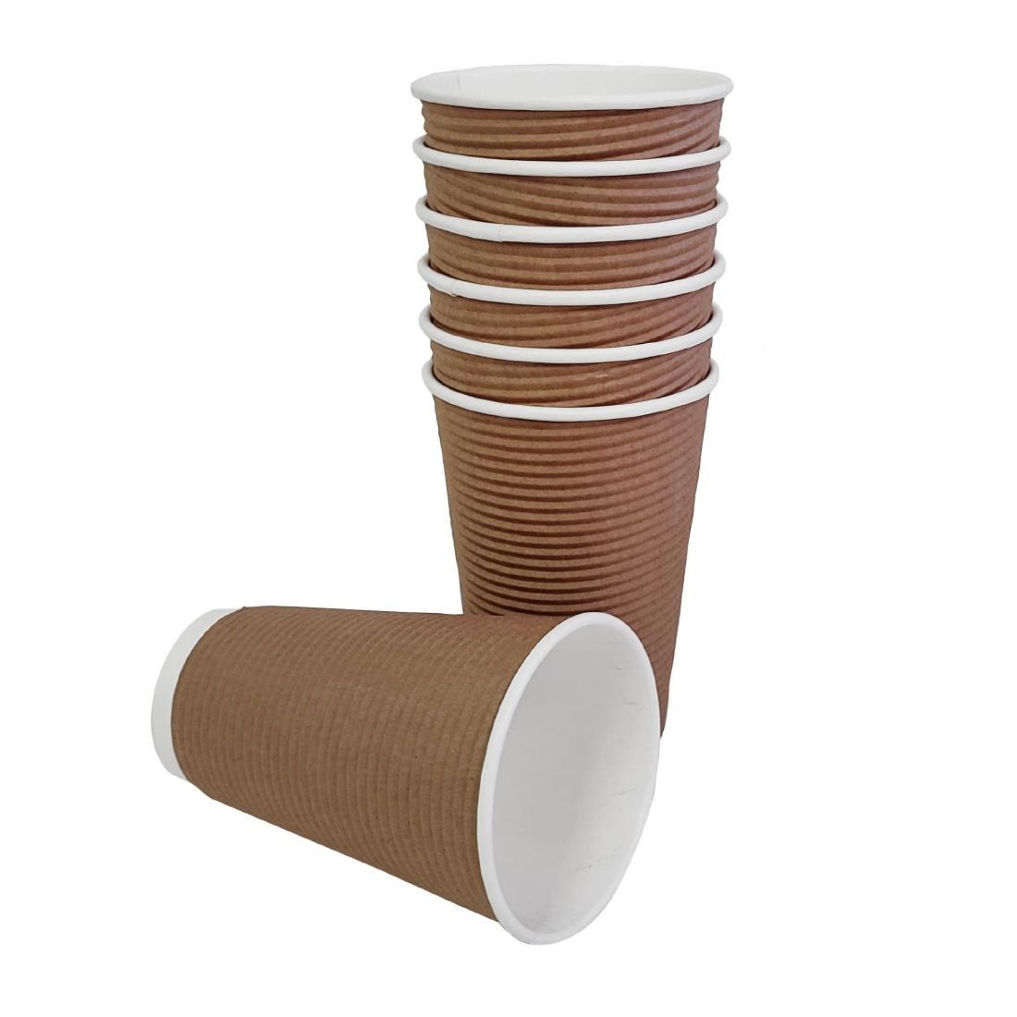 Picture of Fiesta Recyclable Coffee Cups Ripple Wall Kraft 455ml / 16oz (Pack of 25)