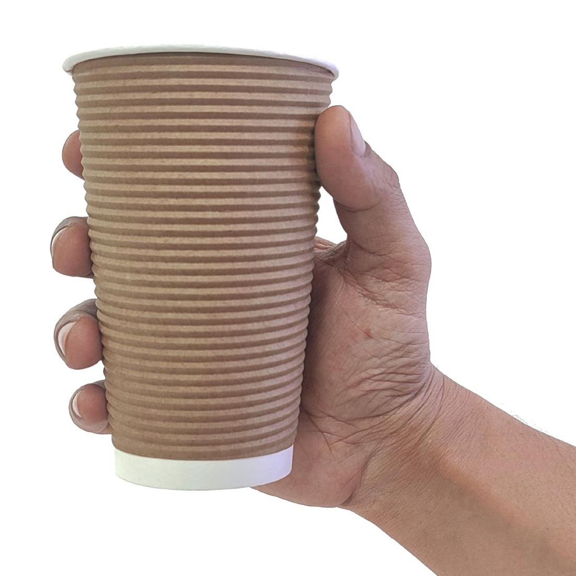 Picture of Fiesta Recyclable Coffee Cups Ripple Wall Kraft 455ml / 16oz (Pack of 25)