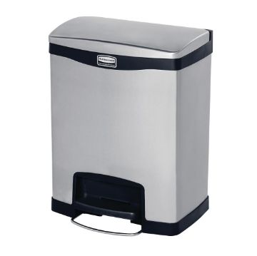 Picture of Rubbermaid Slim Jim Front Step on Pedal Bin Stainless Steel 30Ltr