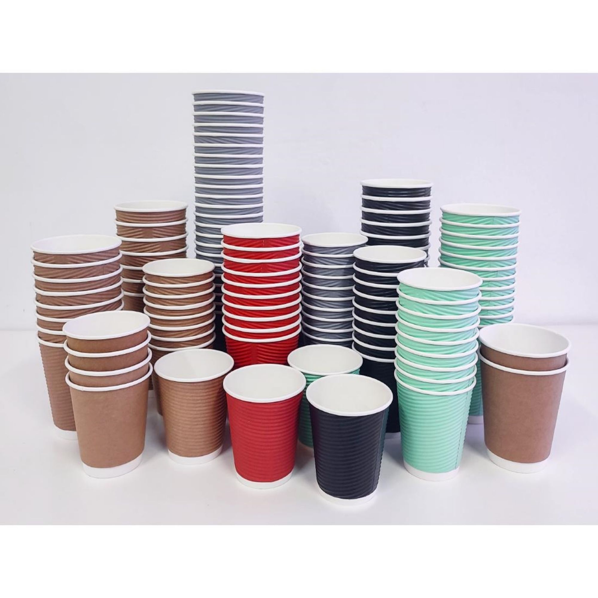 Picture of Fiesta Recyclable Coffee Cups Ripple Wall Kraft 455ml / 16oz (Pack of 25)